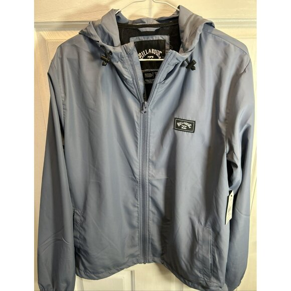 Billabong Men’s Indy Slate Blue Full-Zip Hooded Windbreaker Jacket S NWT Outdoor - Picture 1 of 7